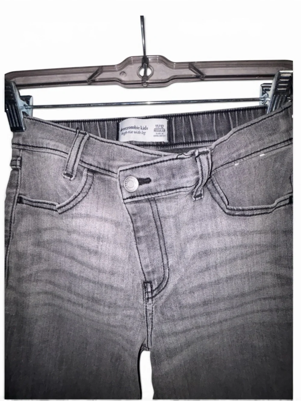 Abercrombie kids girls Grey high rise pull on wide-Leg Jeans 11/12 regular